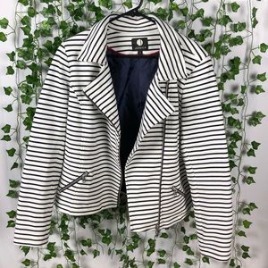 Asymmetrical Navy Striped Blazer